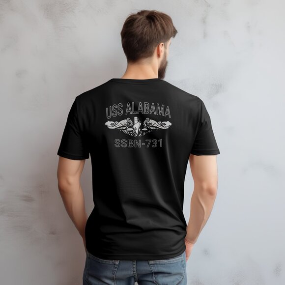 USS Alabama SSBN-731 Veteran Retired Submarine Service T-shirt Black - Picture 2 of 3